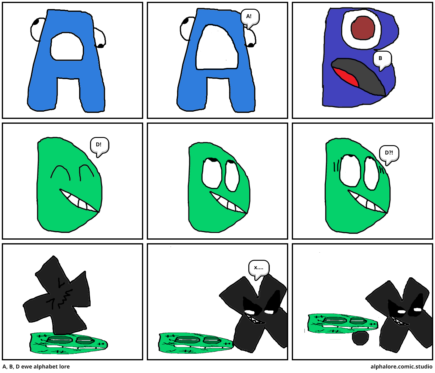 A, B, D ewe alphabet lore