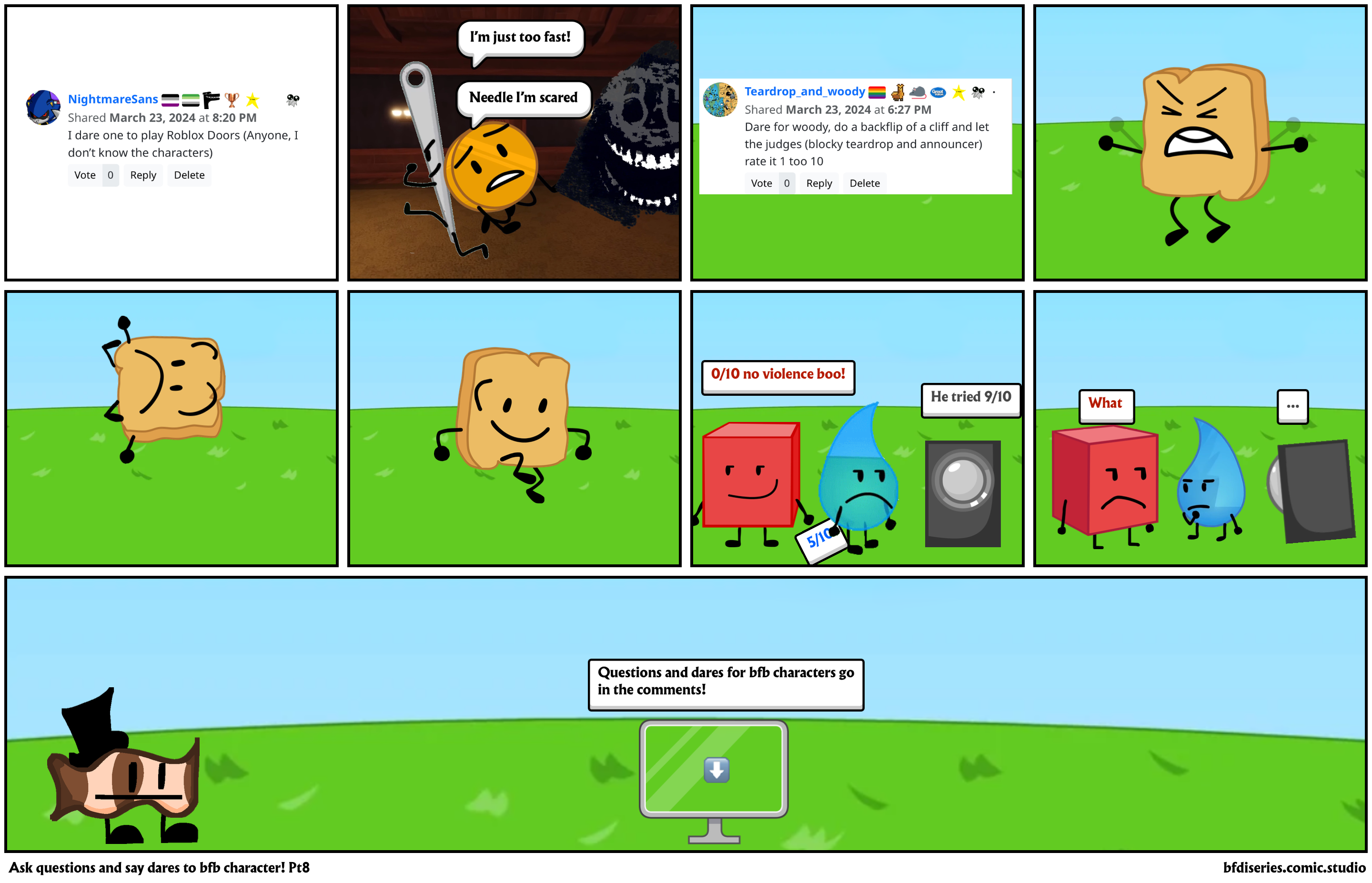  Ask questions and say dares to bfb character! Pt8
