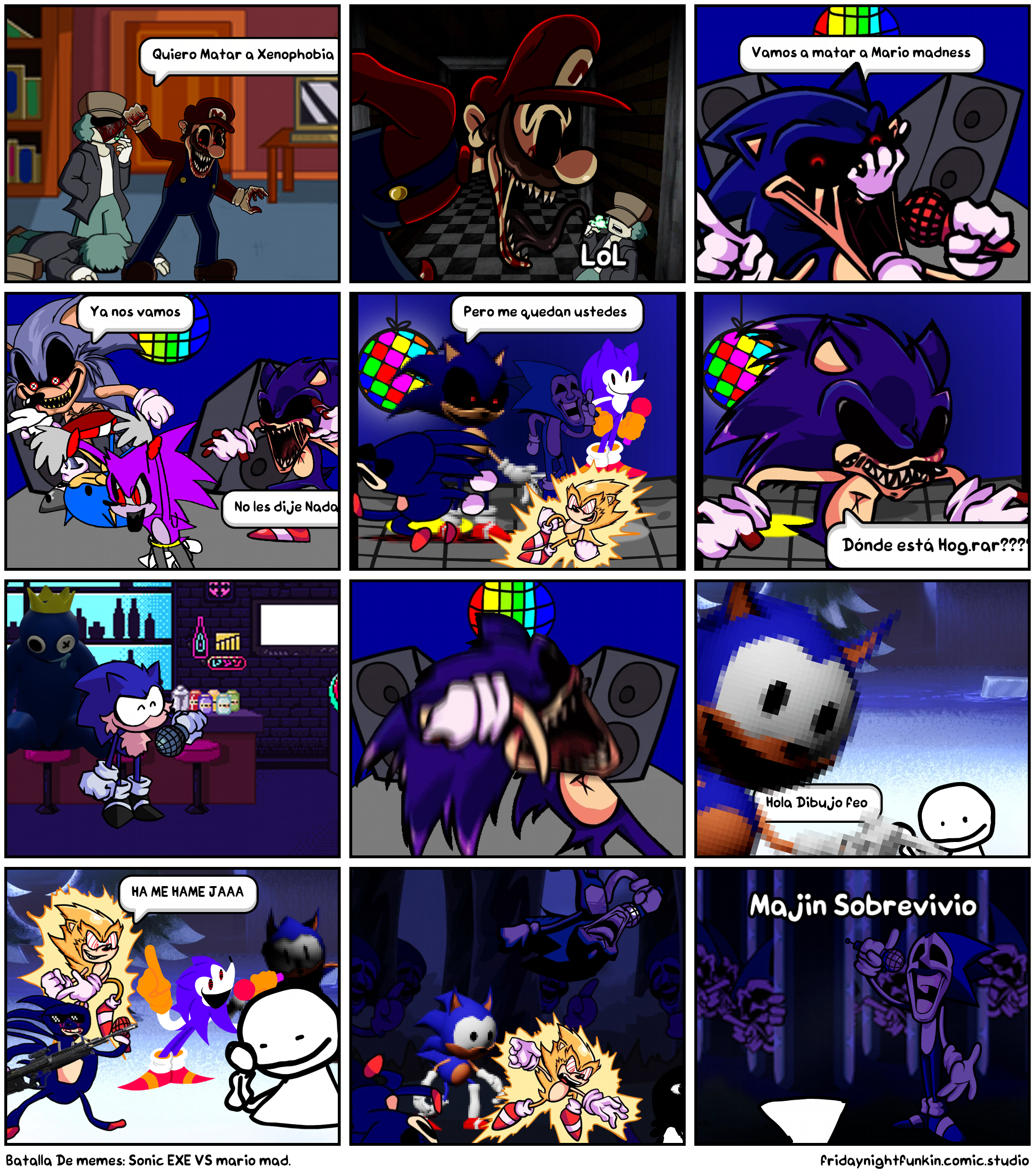 Batalla De memes: Sonic EXE VS mario mad.