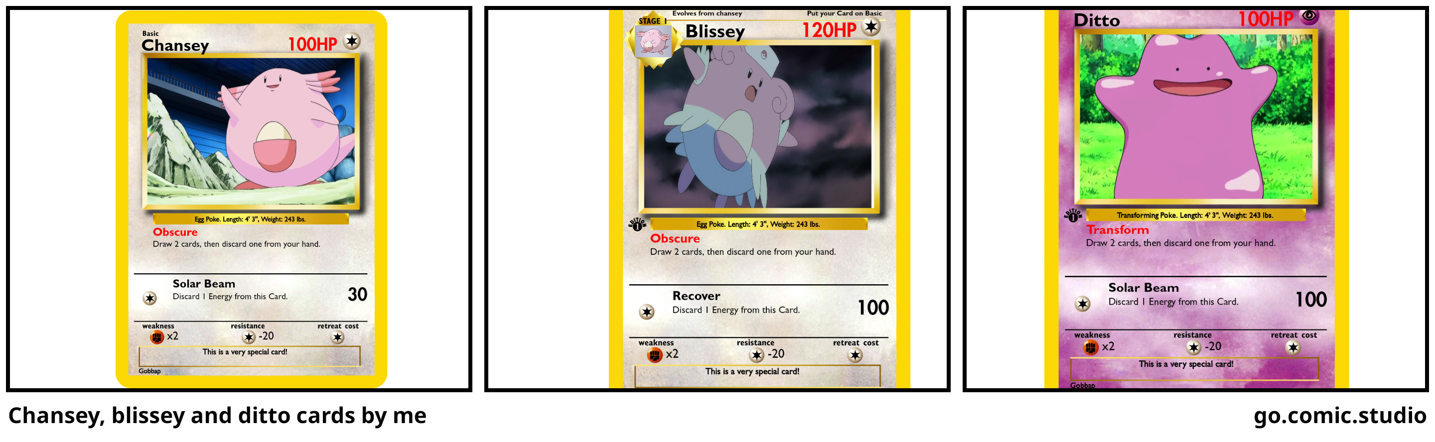 Chansey, blissey and ditto cards by me