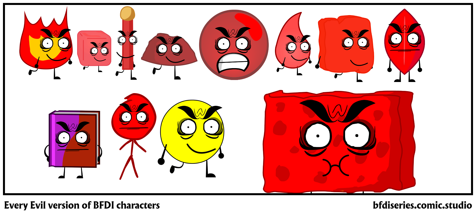Every Evil version of BFDI characters