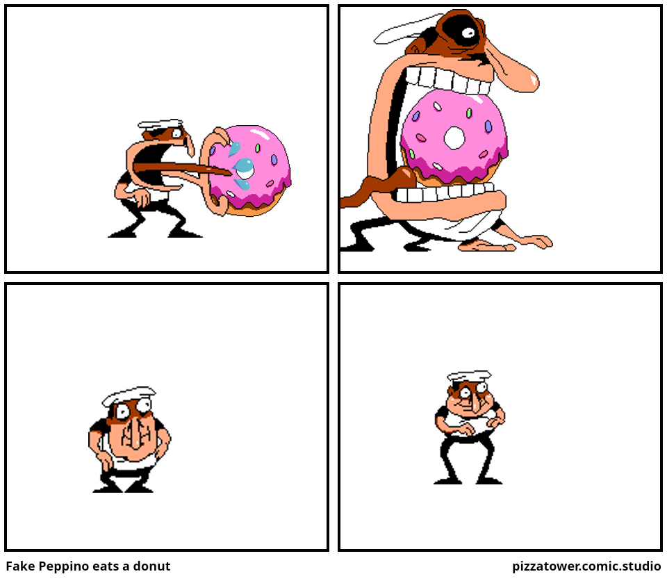 Fake Peppino eats a donut