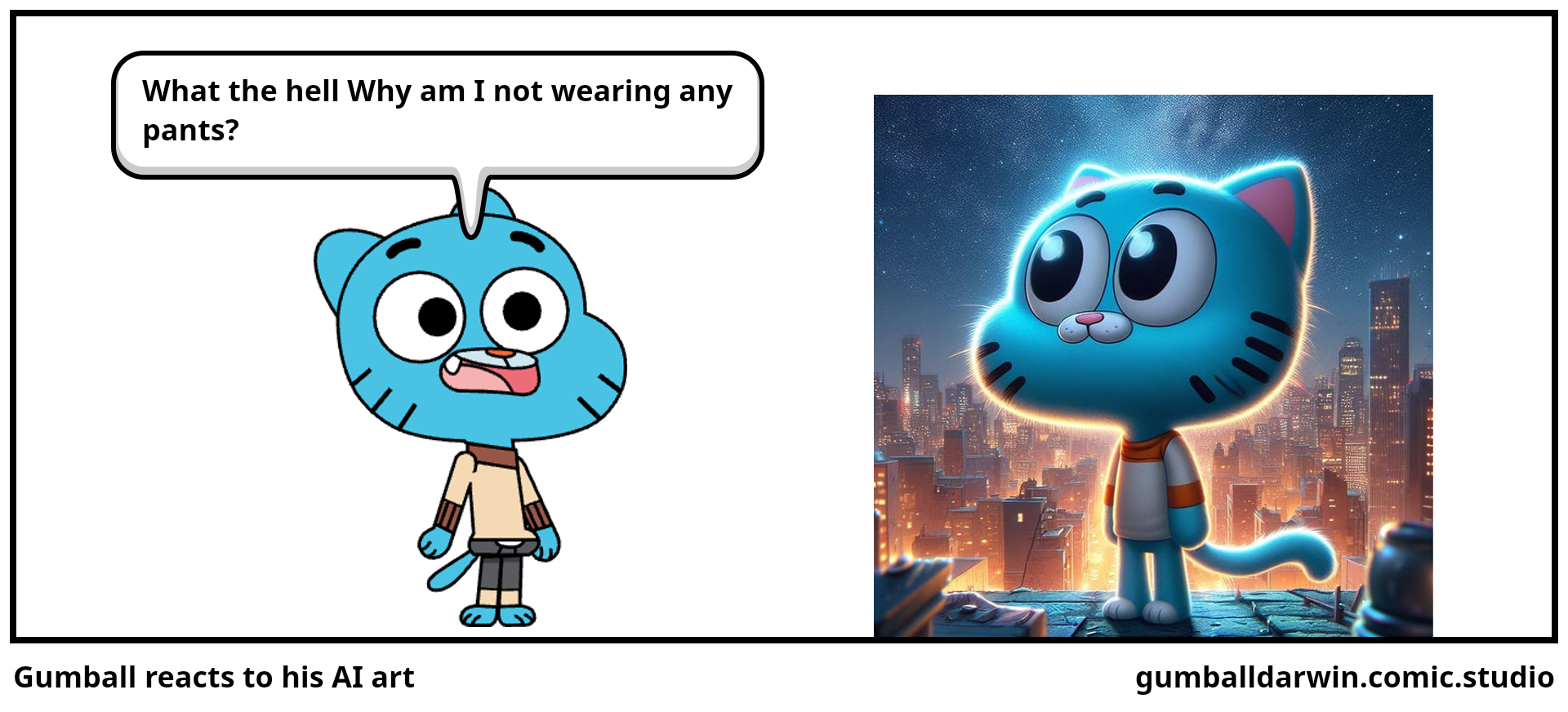 Gumball reacts to his AI art