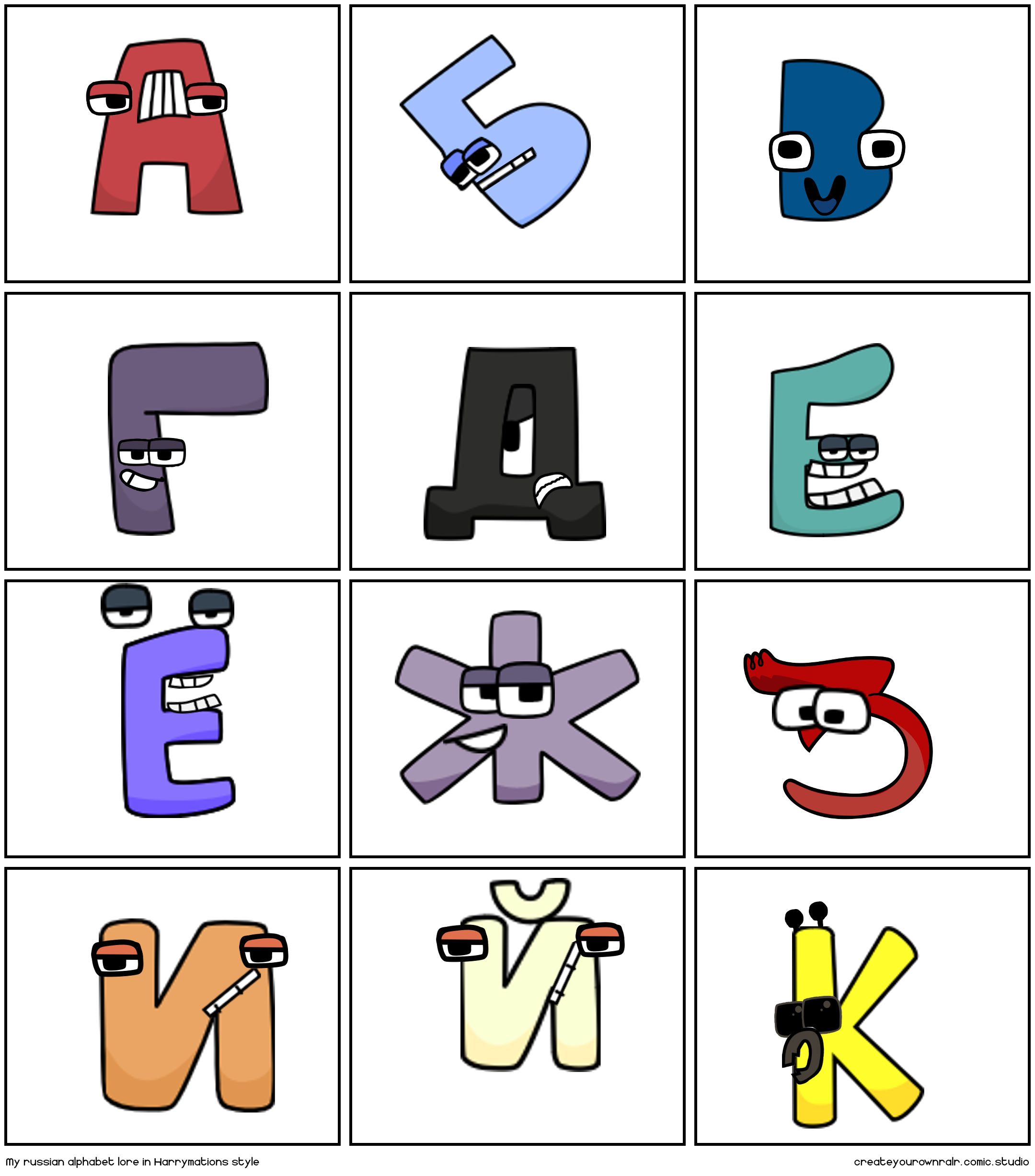 My russian alphabet lore in Harrymations style