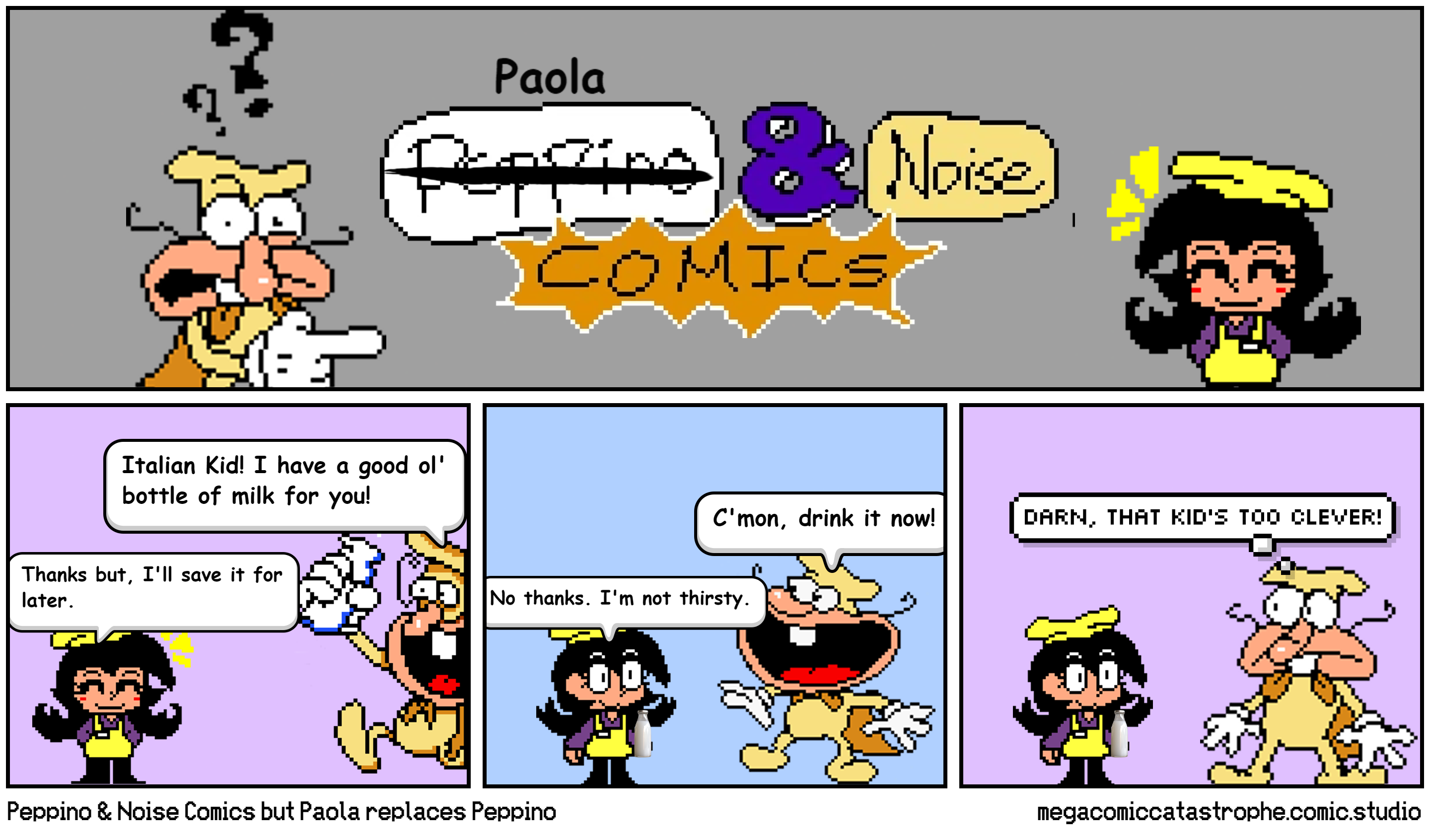 Peppino & Noise Comics but Paola replaces Peppino