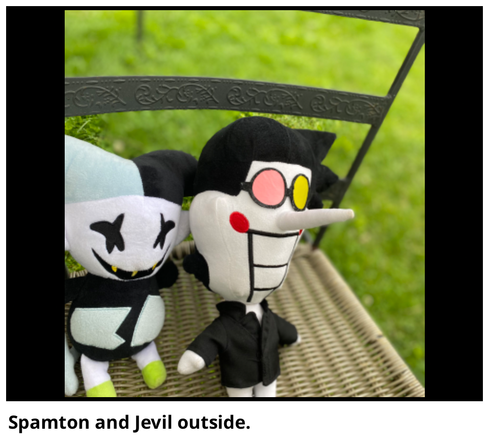 Spamton and Jevil outside. 