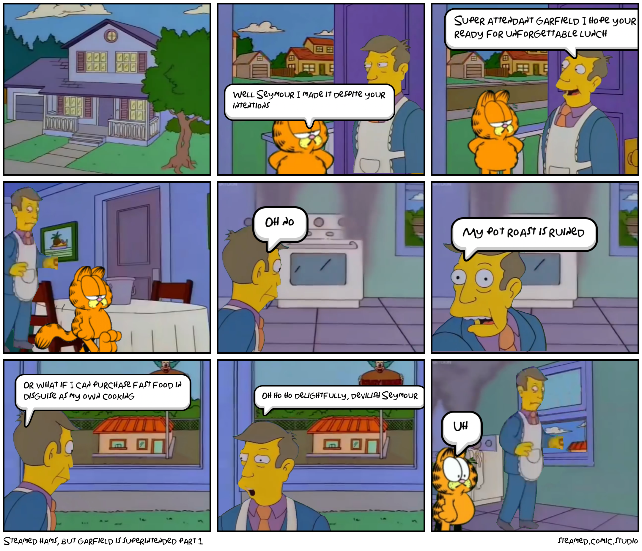 Steamed hams, but Garfield is superintended part 1