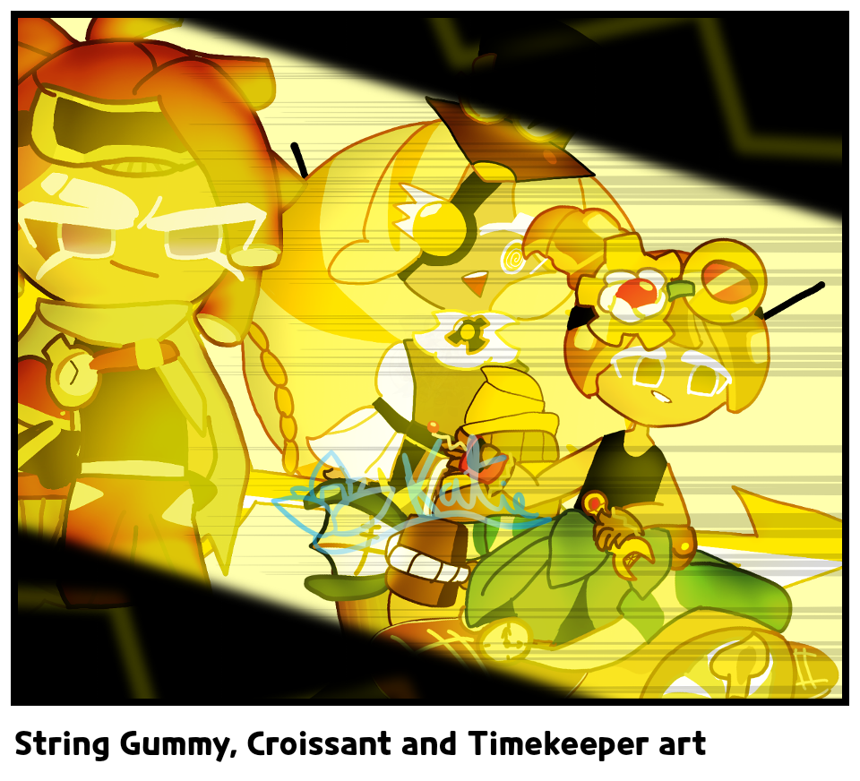 String Gummy, Croissant and Timekeeper art