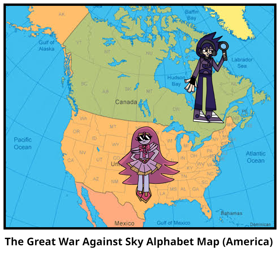 The Great War Against Sky Alphabet Map (America)