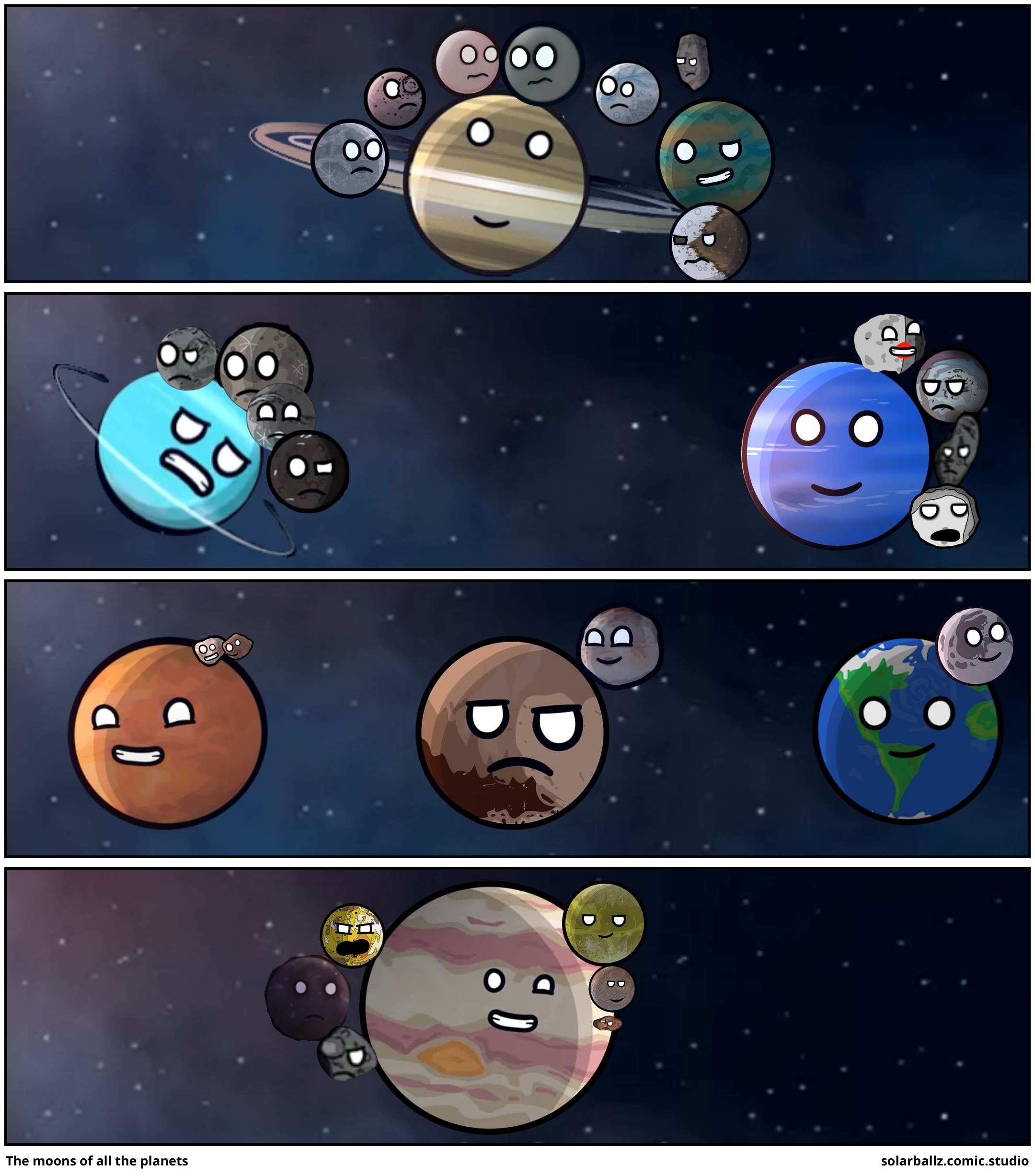 The moons of all the planets 