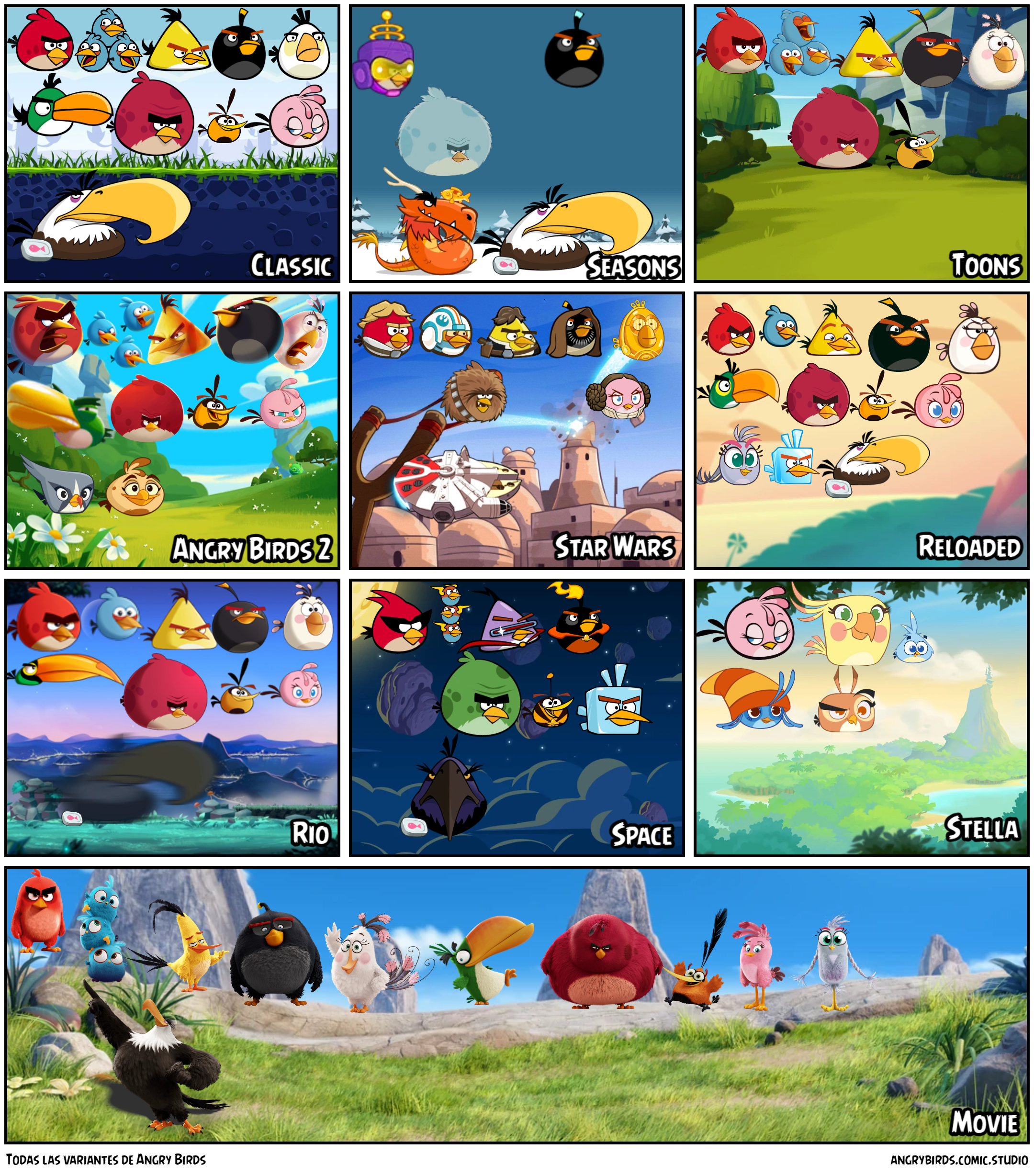Todas las variantes de Angry Birds
