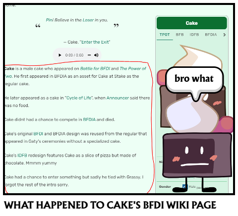 WHAT HAPPENED TO CAKE'S BFDI WIKI PAGE