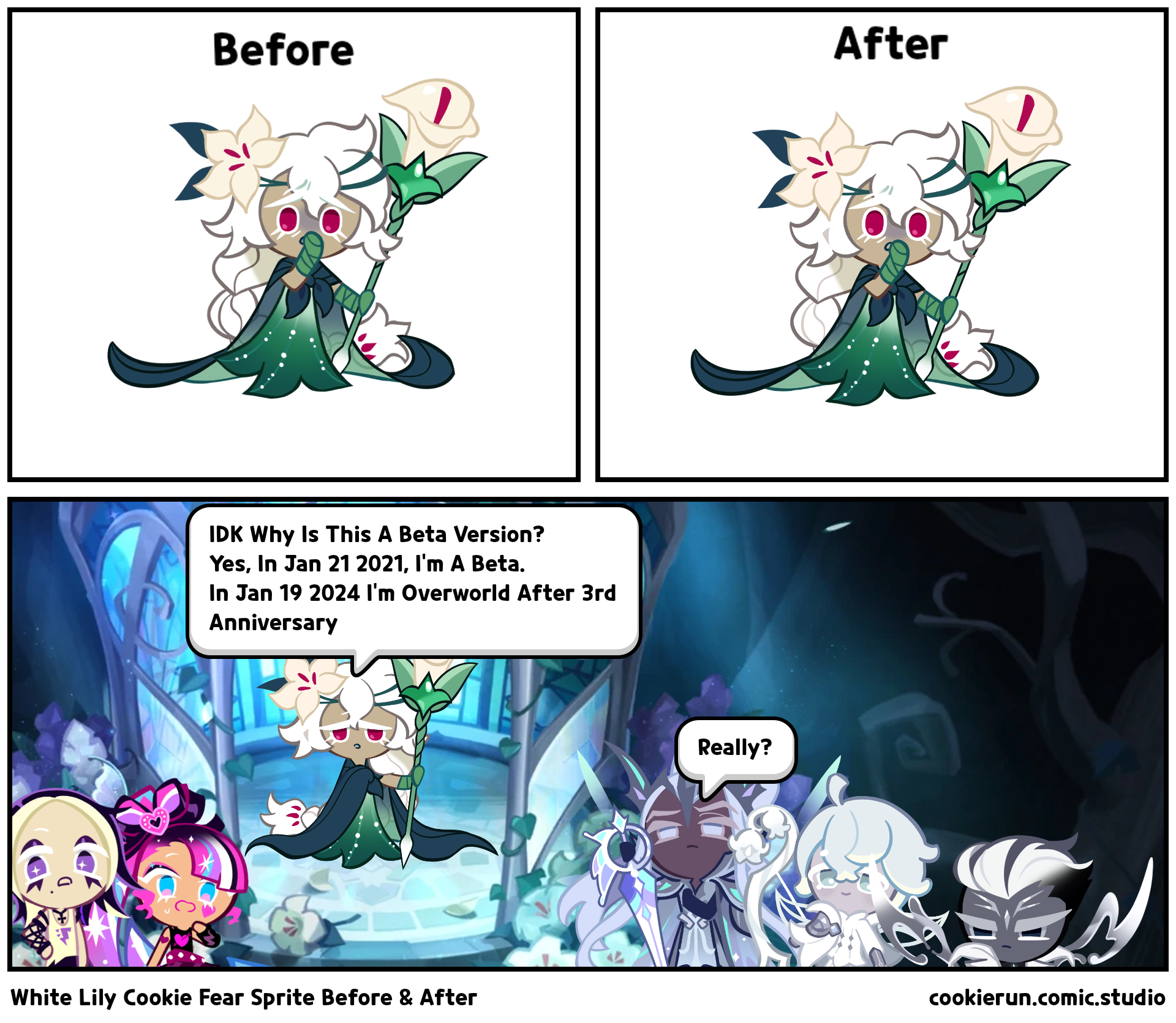 White Lily Cookie Fear Sprite Before & After