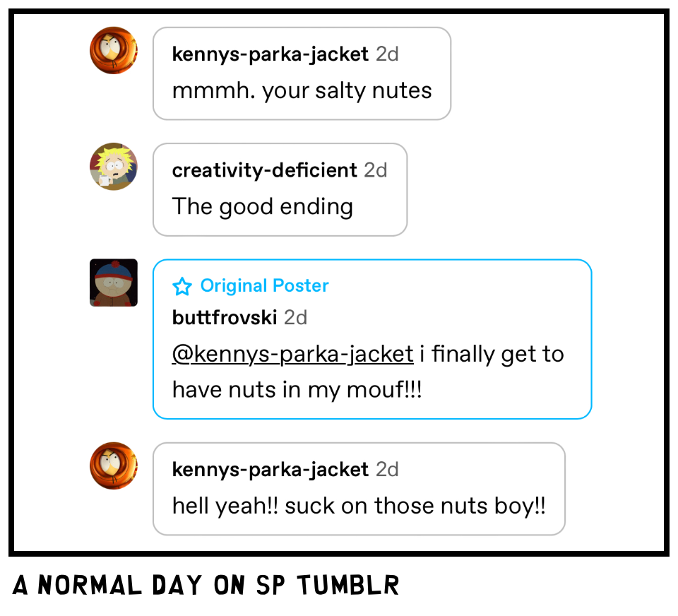 a normal day on sp tumblr