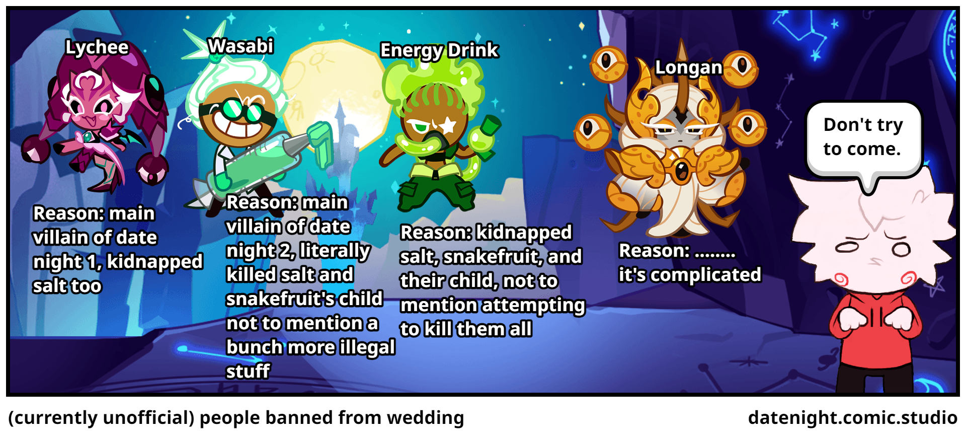 (currently unofficial) people banned from wedding