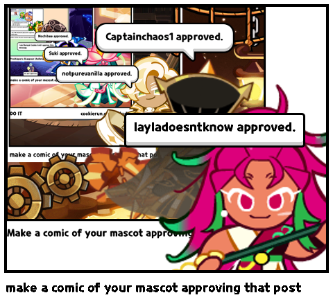 make a comic of your mascot approving that post