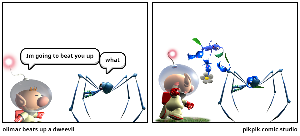 olimar beats up a dweevil