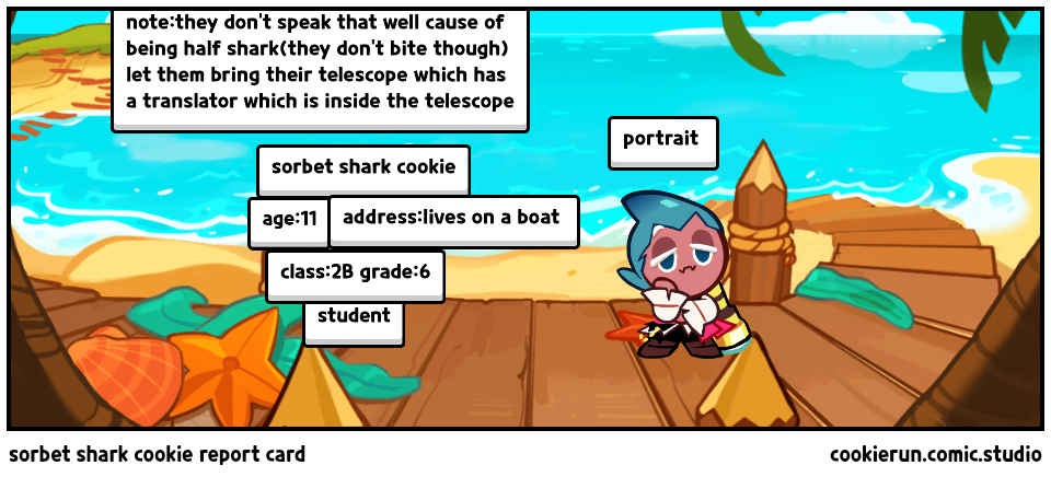 sorbet shark cookie report card